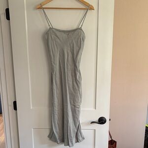 Elegant Silky Sage Green Midi Body Con Dress with Removable Straps